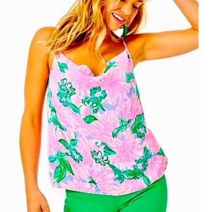 NWT! Lilly Pulitzer Bobbie Cami Top pink blossom bright pink floral print